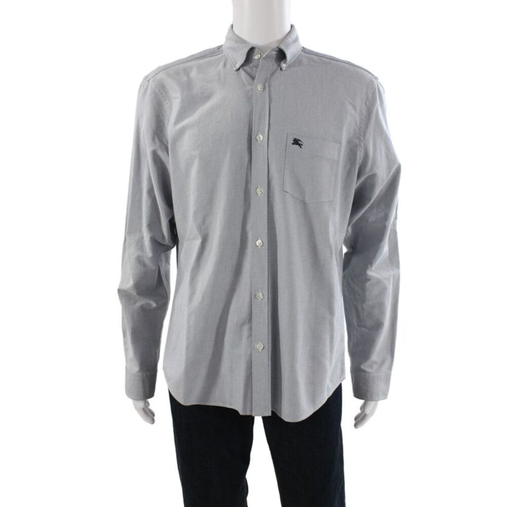 Burberry Brit Mens Cotton Long Sleeve Collared Button-Down Shirt Blue Size L